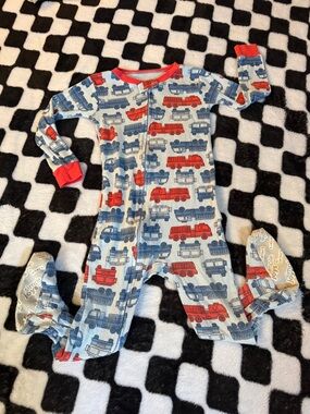 Toddler Firetruck Footed One-Piece Pajamas - Red & Blue